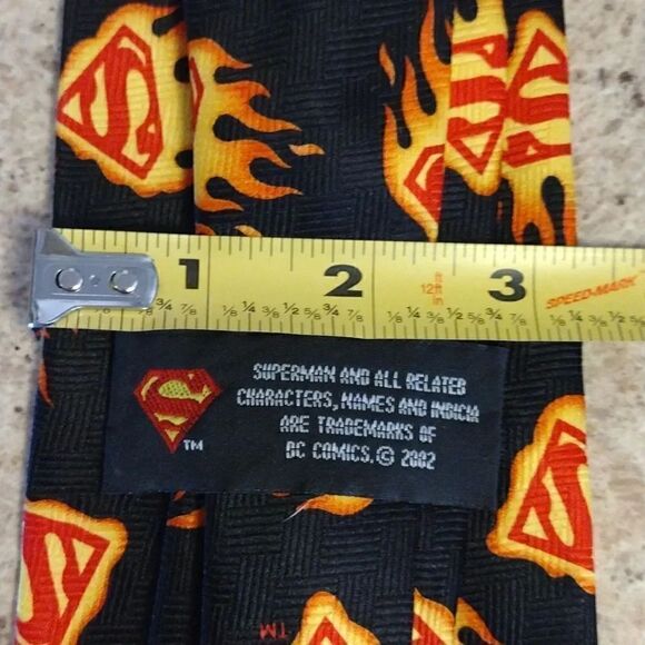 2 VTG DC Comics Superman Logos Black Blue Satin Neck Ties Bundle - Picture 16 of 16